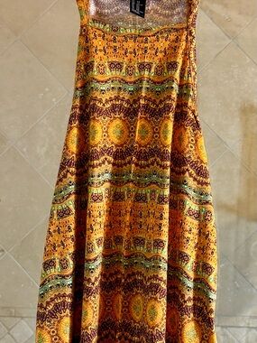 Forever 21 Orange & Green Patterned Circle Tank